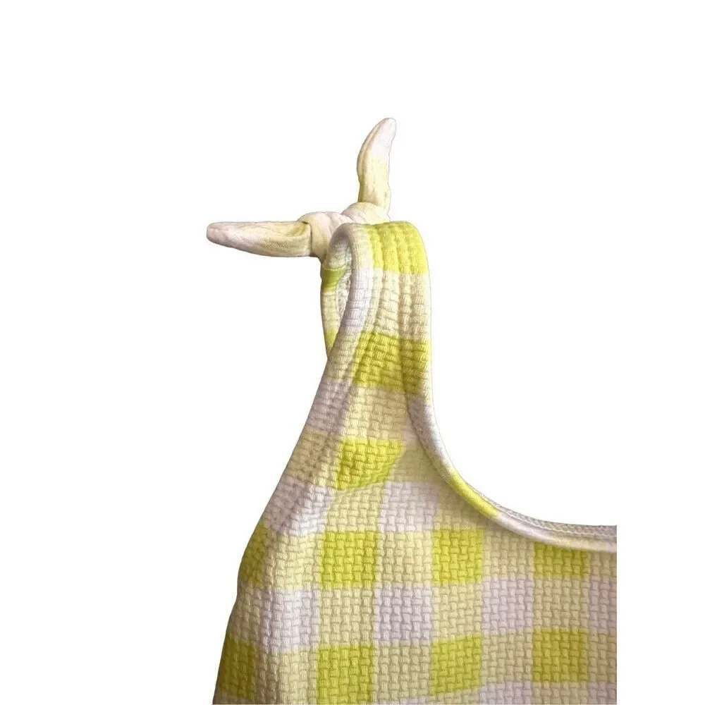 Cat & Jack Girls One Piece Lime Green Plaid Swimsuit